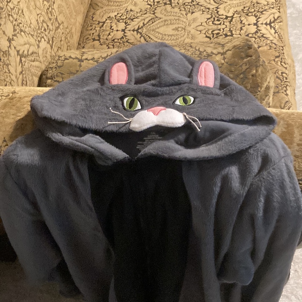 Hooded Cat Onesie Pajama Suit Loungewear / Sleepwear. For Halloween Size 2XL